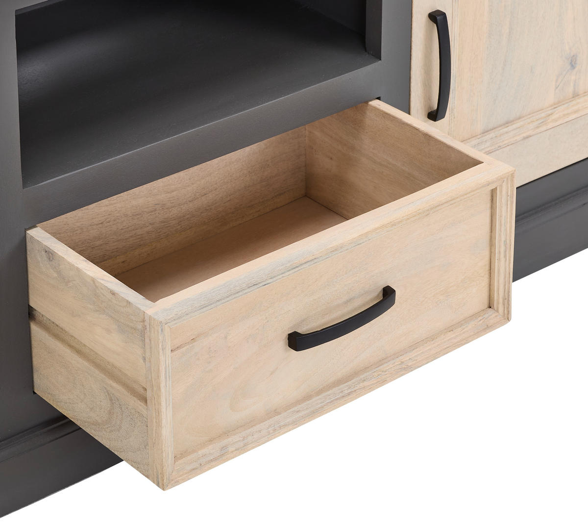 SIDEBOARD Kigali  in 160/60/40 cm  - Schwarz/Naturfarben, Natur, Holz/Metall (160/60/40cm) - Livetastic