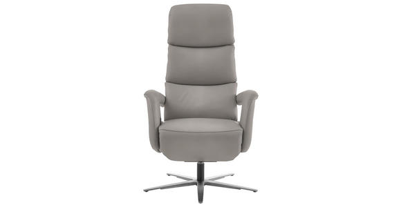 RELAXSESSEL in Leder Hellgrau  - Edelstahlfarben/Hellgrau, Design, Leder/Metall (76/119/86cm) - Dieter Knoll
