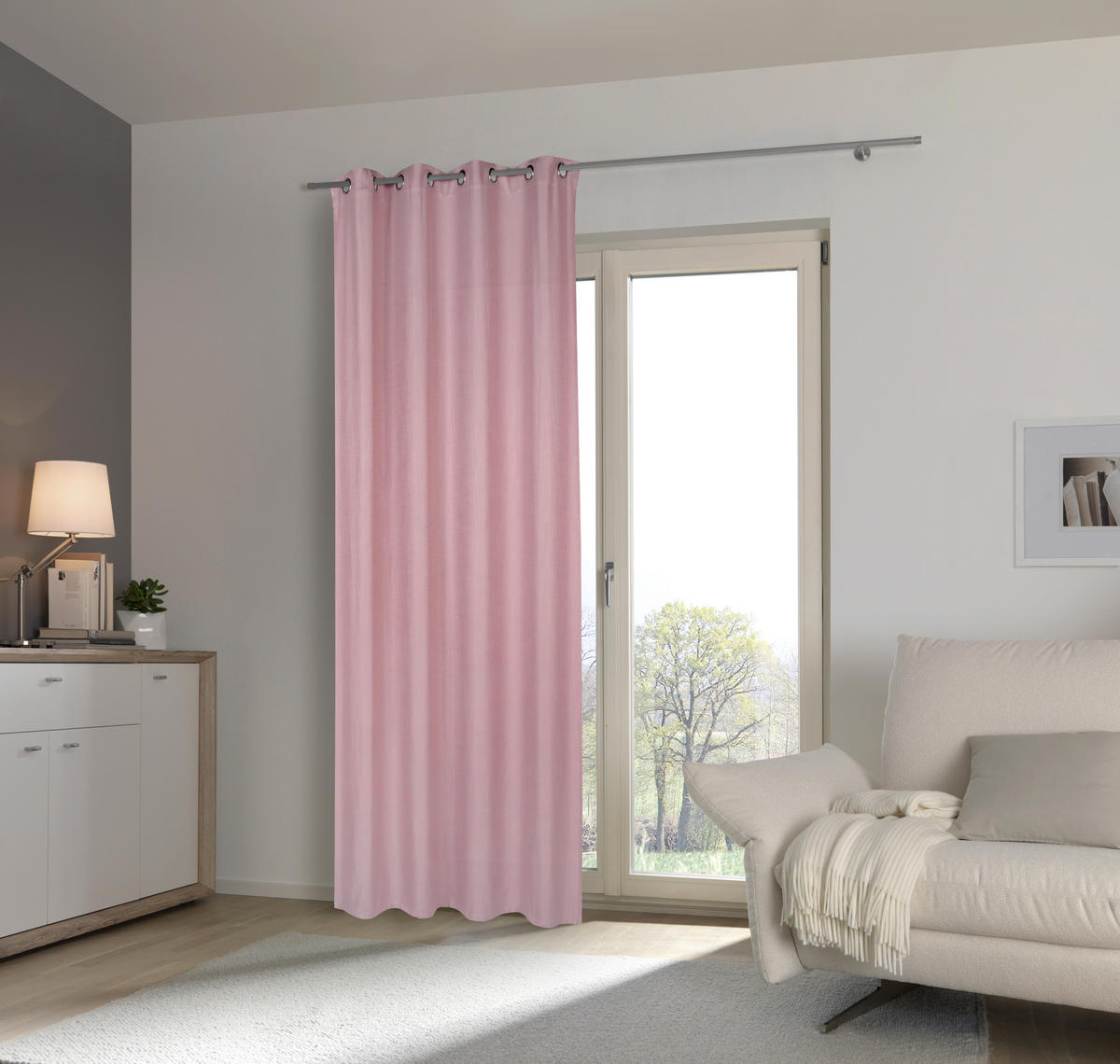ZÁVĚS S OČKY, neprůsvitné, 135/270 cm - světle fialová, Basics, textil (135/270cm) - Esposa