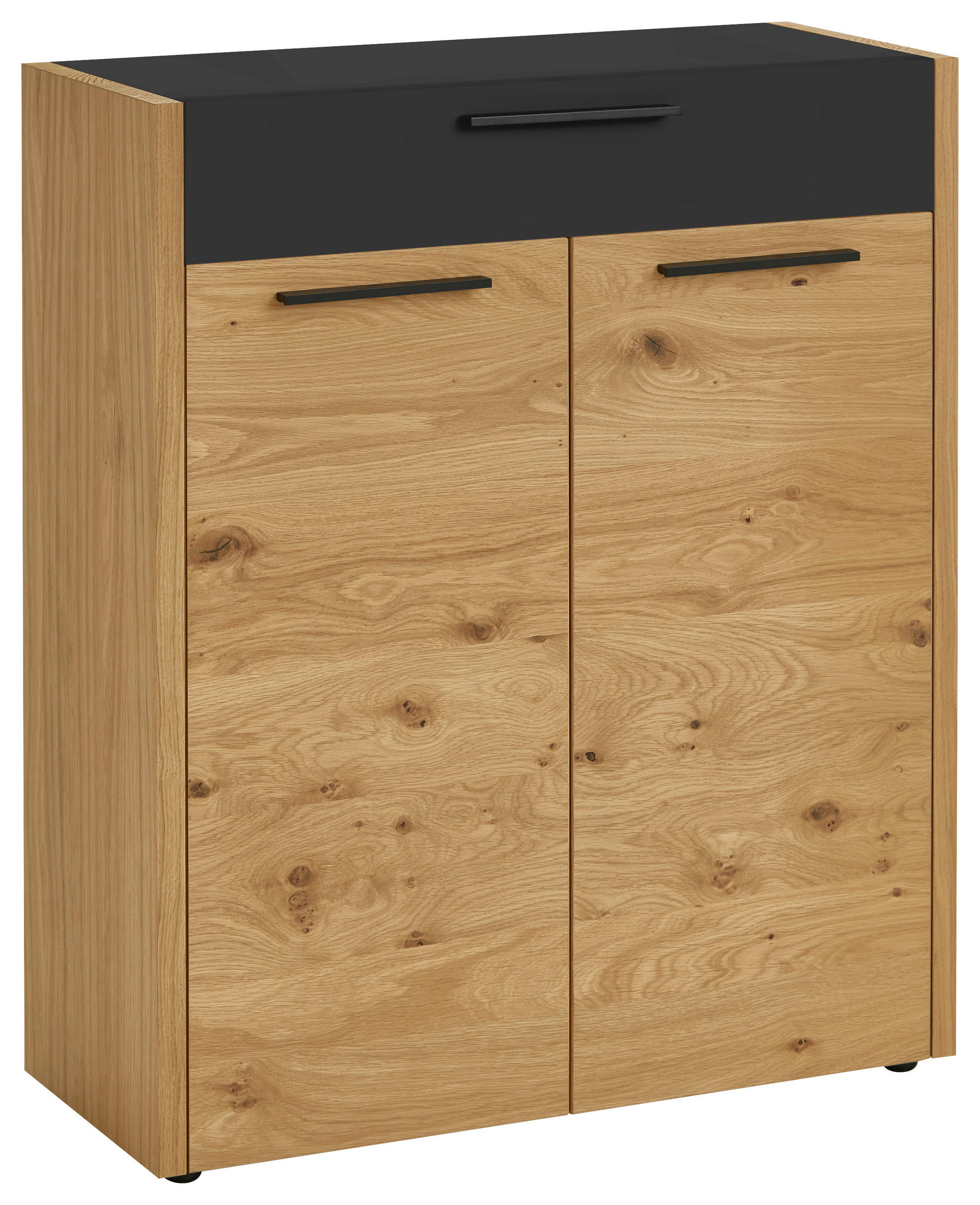 SCHUHSCHRANK Eiche, Balkeneiche furniert Schwarz, Eichefarben - Eichefarben/Schwarz, Design, Holz/Holzwerkstoff (86/103/37cm)
