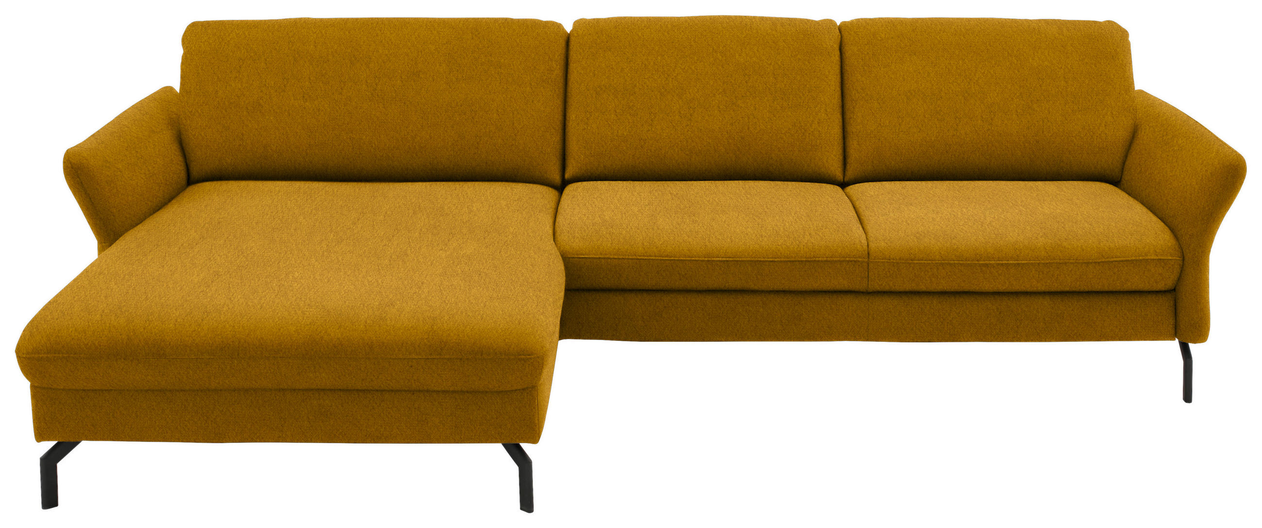 ECKSOFA in Velours Currygelb  - Currygelb/Schwarz, Design, Textil/Metall (179/306cm) - Beldomo System