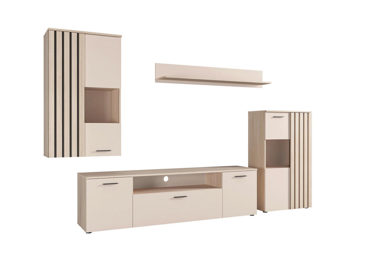 SZEKRÉNYSOR tölgyfa színű, kasmírszínű  - kasmírszínű/tölgyfa színű, Modern, műanyag/faalapú anyag (290/190/40cm) - Hom`in