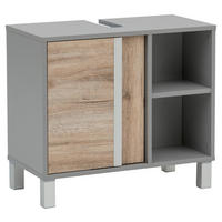 WASCHBECKENUNTERSCHRANK 65,5/58,5/33,5 cm  - Eichefarben/Silberfarben, KONVENTIONELL, Holzwerkstoff/Metall (65,5/58,5/33,5cm) - Stylife