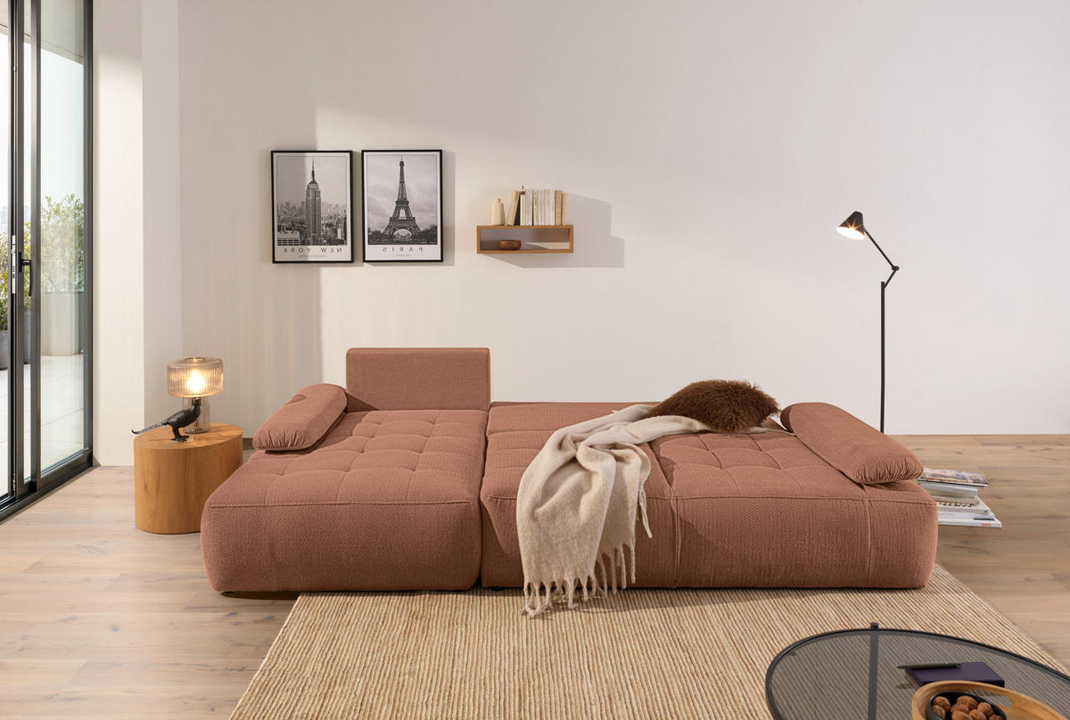 ECKSOFA Dunkelorange Webstoff  - Dunkelorange/Schwarz, KONVENTIONELL, Kunststoff/Textil (162/282cm) - Carryhome