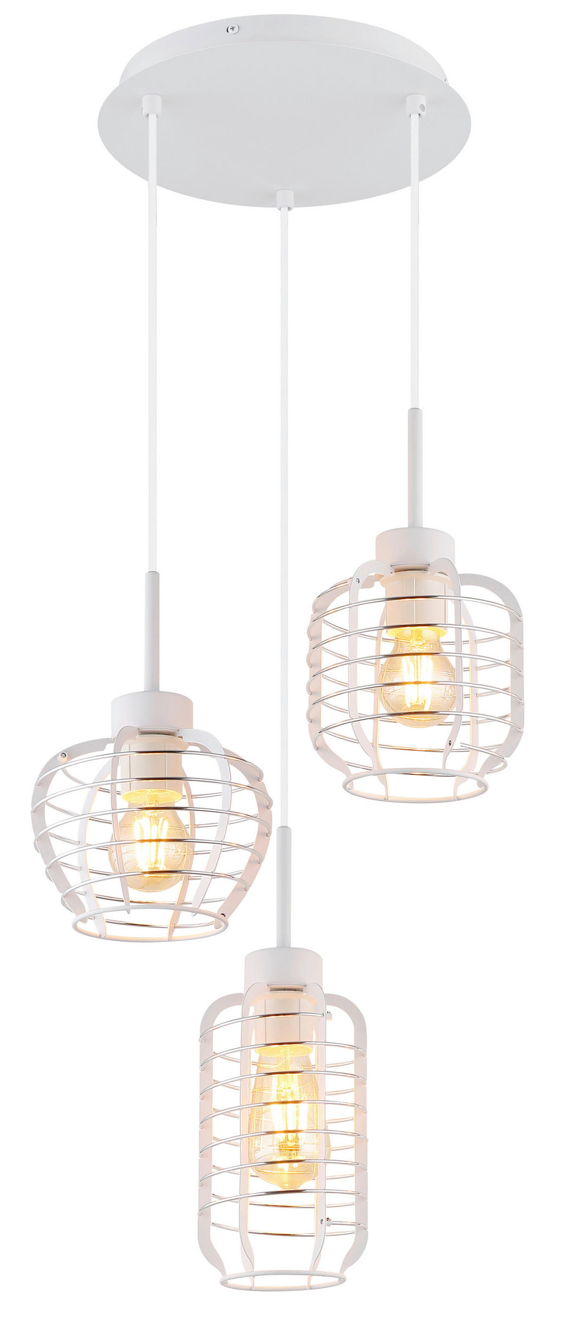 ZÁVĚSNÉ SVÍTIDLO, 37,5/120 cm  - bílá/barvy chromu, Basics, kov/plast (37,5/120cm) - Globo