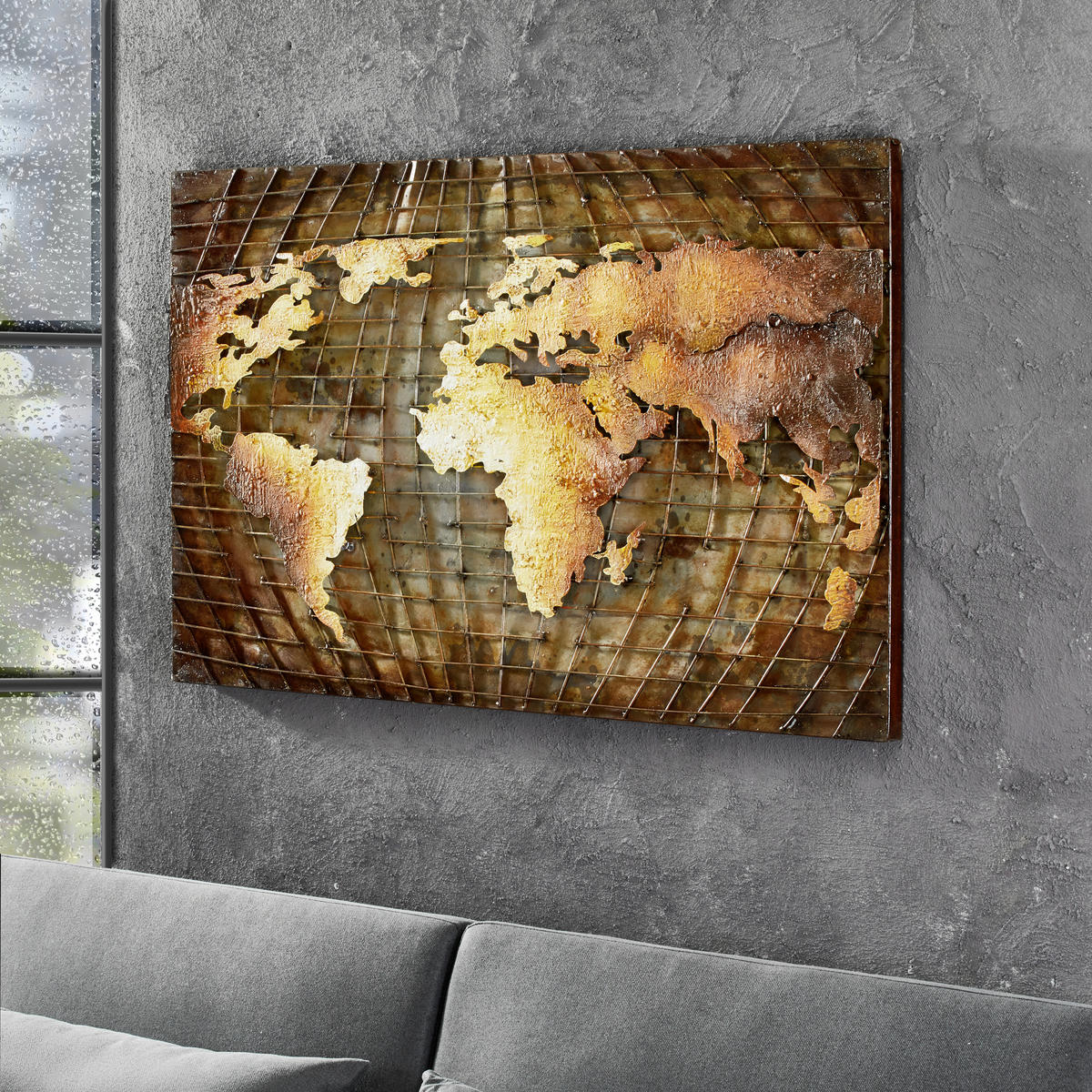 METALLBILD Weltkarte 120/70 cm  - Multicolor, Trend, Metall (120/70cm) - Monee