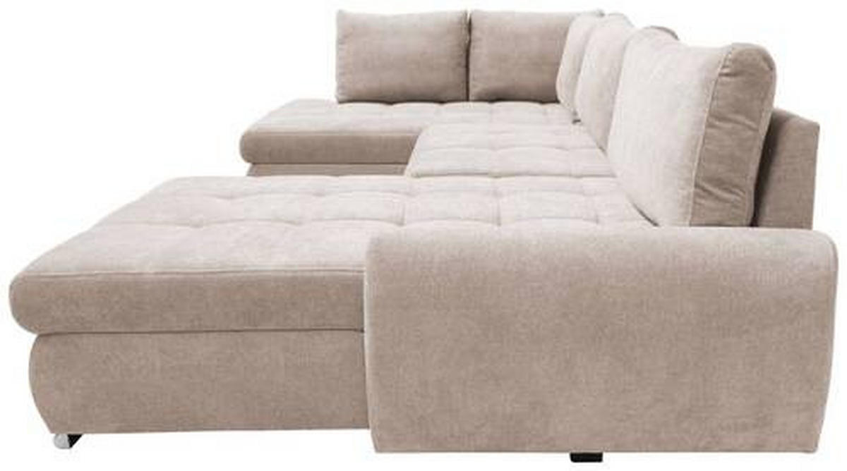 ECKSOFA Beige Velours  - Chromfarben/Beige, Design, Kunststoff/Textil (173/322/174cm) - Livetastic