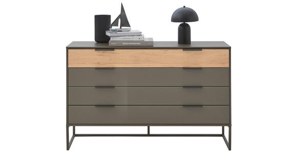 SIDEBOARD Anthrazit, Eichefarben  - Schieferfarben/Eichefarben, Design, Glas/Holzwerkstoff (141/89/43cm) - Dieter Knoll