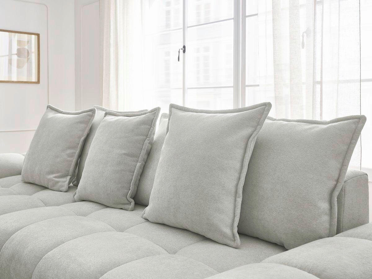 ECKSCHLAFSOFA EVEREST  mit Rücken echt, Armteil links, Armteil rechts Struktur Hellgrau  - Hellgrau/Schwarz, MODERN, Kunststoff/Textil (180/318cm) - Livetastic