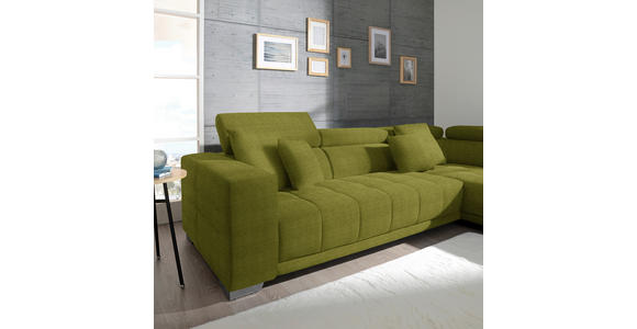 ECKSOFA in Mikrofaser Hellgrün  - Chromfarben/Hellgrün, Design, Textil/Metall (301/207cm) - Xora