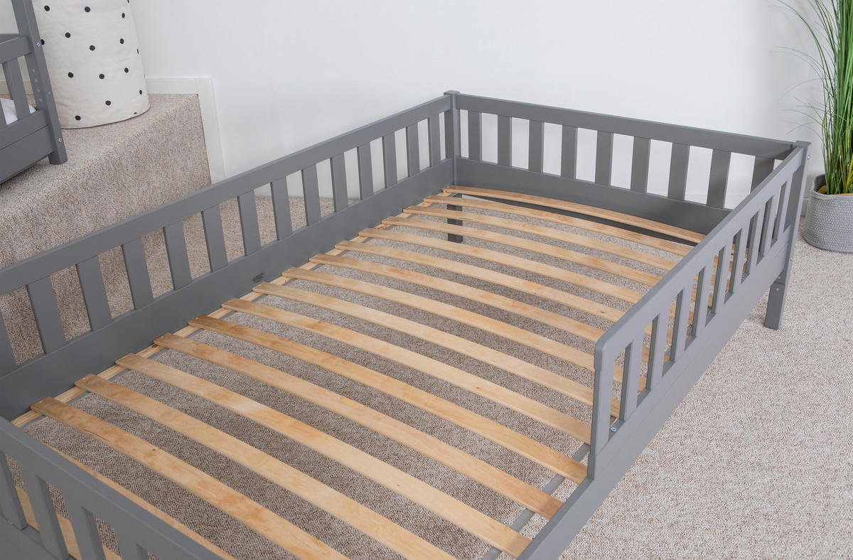 AUSZIEHBETT 140/200 cm  in Hellgrau  - Hellgrau/Naturfarben, MODERN, Holz (140/200cm) - MID.YOU