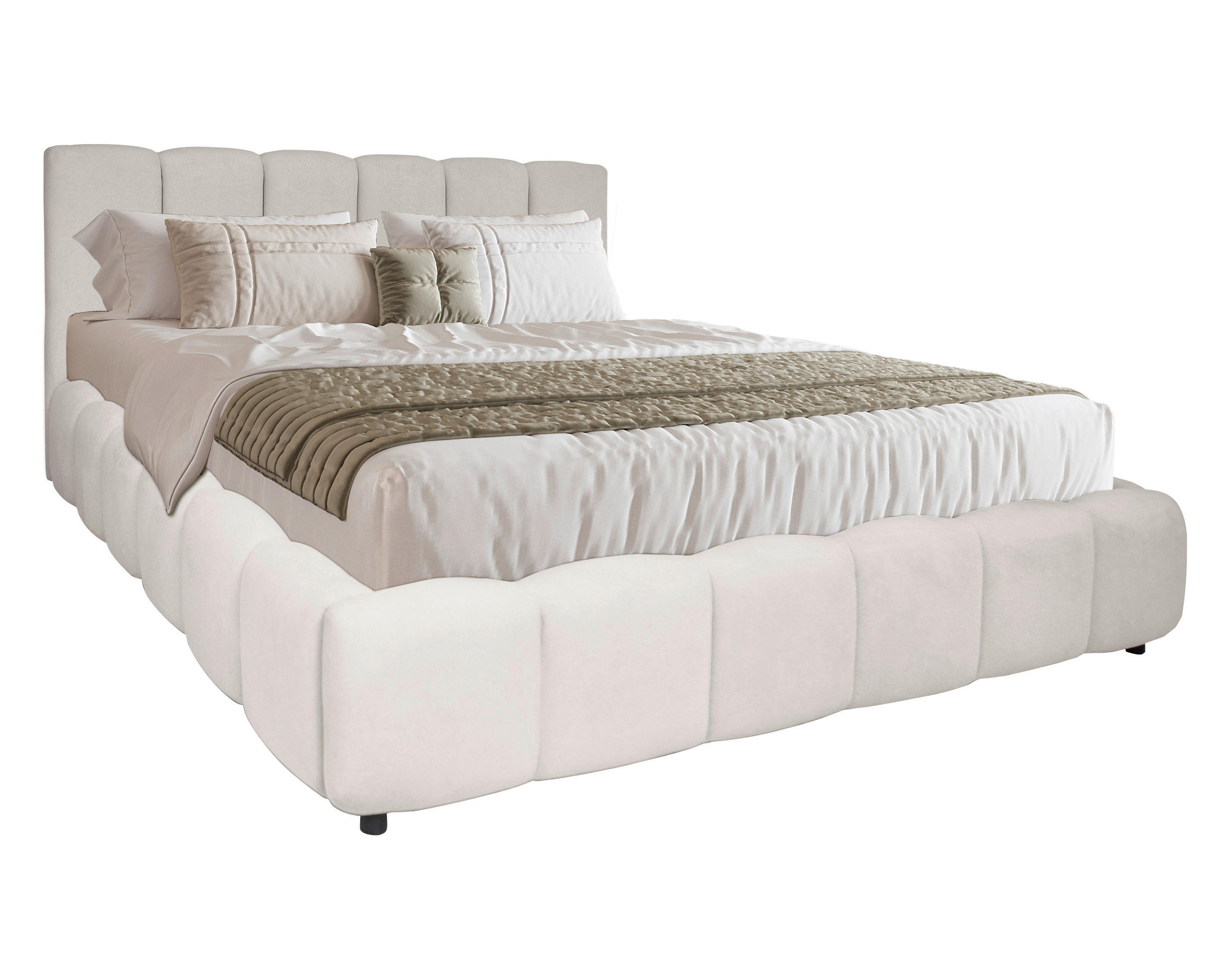 POLSTERBETT 180/200 cm,  in Creme, Lattenrost, Bettkasten,  - Creme/Schwarz, KONVENTIONELL, Holz/Kunststoff (180/200cm) - Boxxx