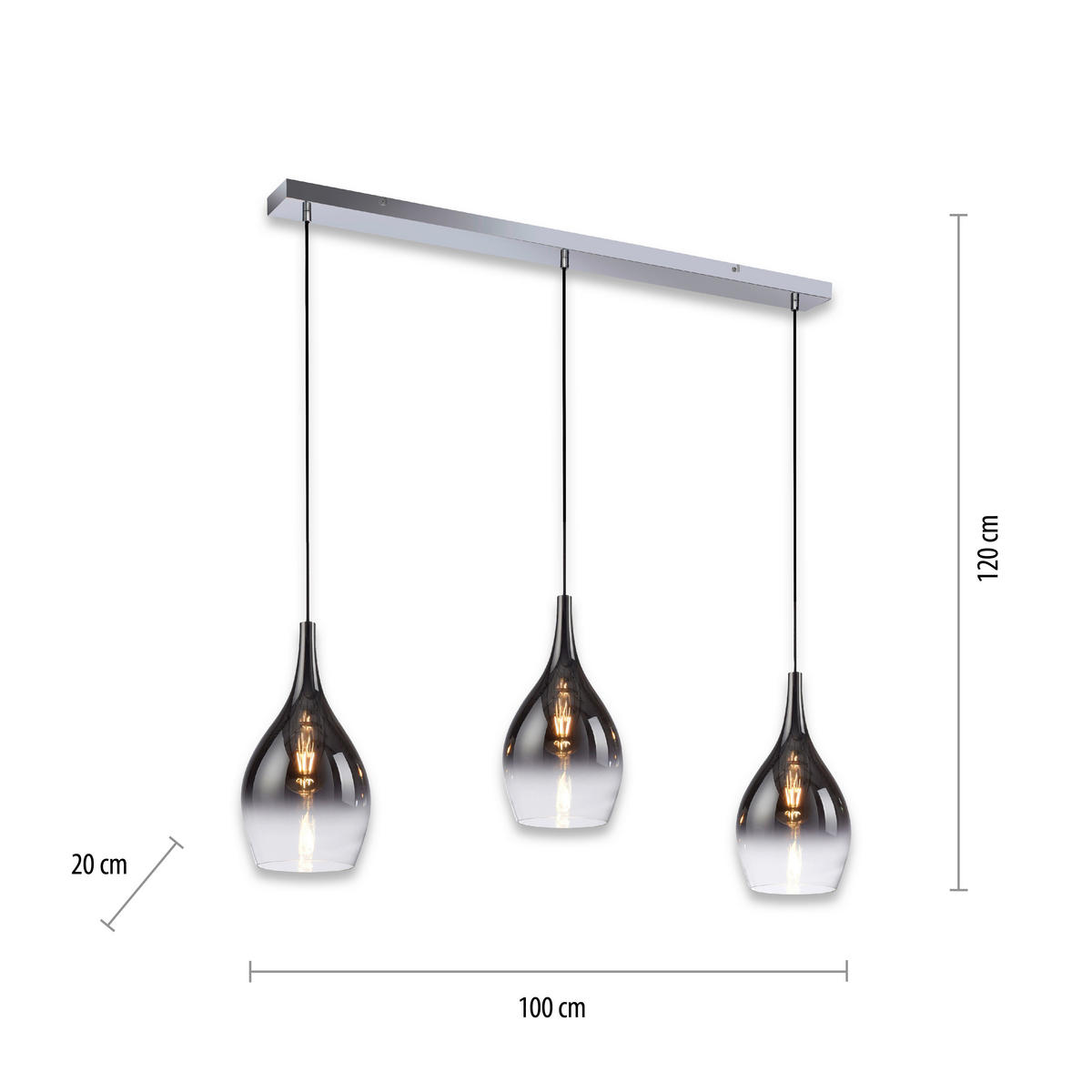 HÄNGELEUCHTE 100/20/120 cm  - Design, Kunststoff/Metall (100/20/120cm)