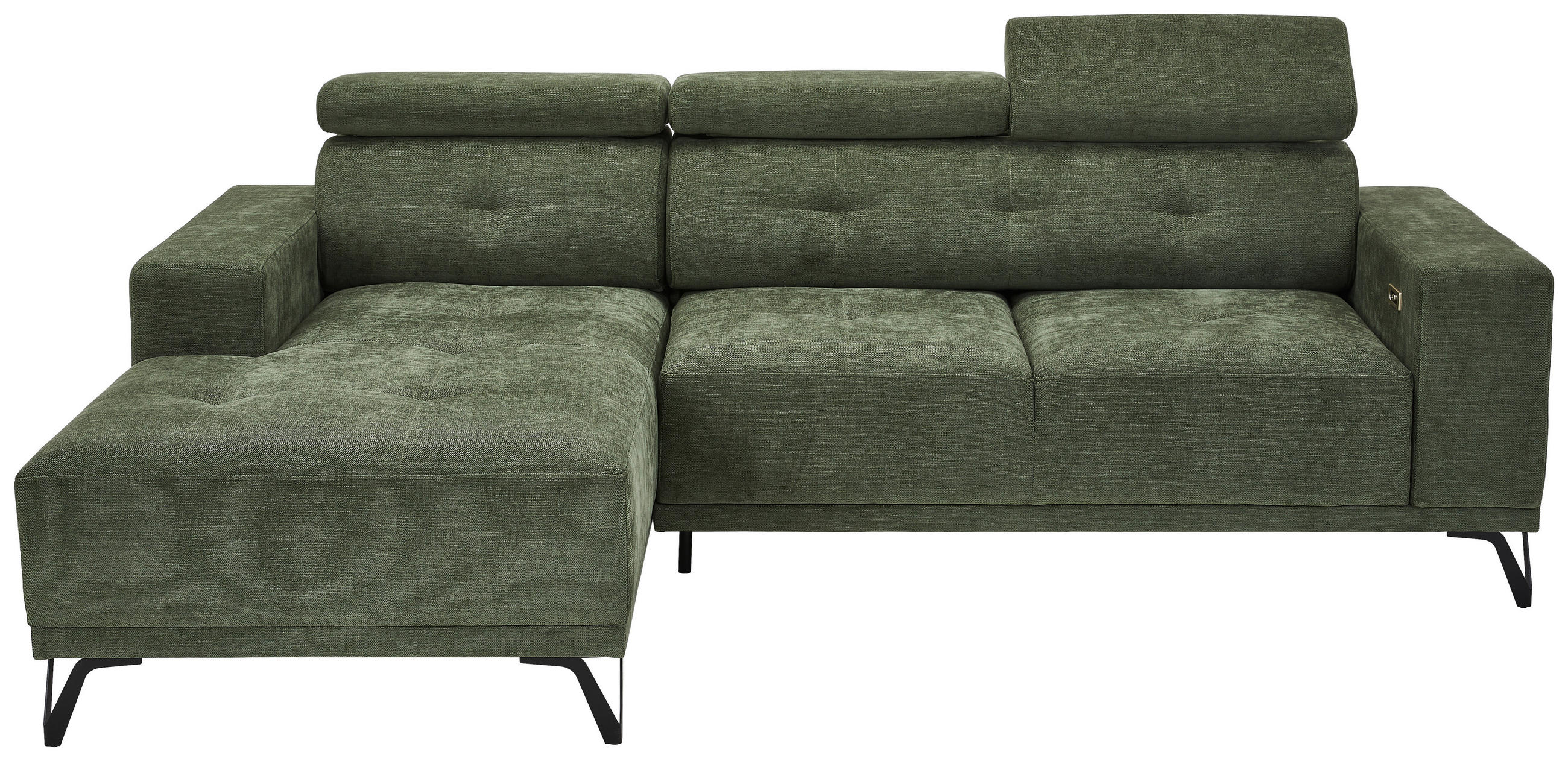 ROHOVÁ SEDACIA SÚPRAVA, textil, olivovozelená - olivovozelená/čierna, Konventionell, kov/textil (178/264cm) - Hom`in