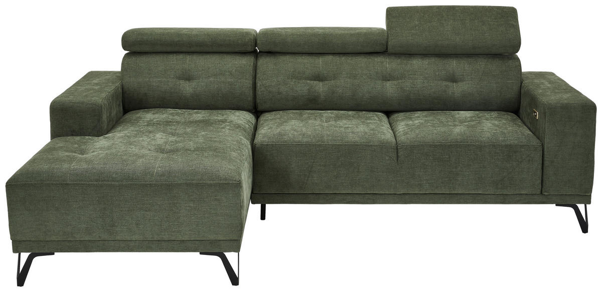 ROHOVÁ SEDACIA SÚPRAVA, textil, olivovozelená - olivovozelená/čierna, Konventionell, kov/textil (178/264cm) - Hom`in