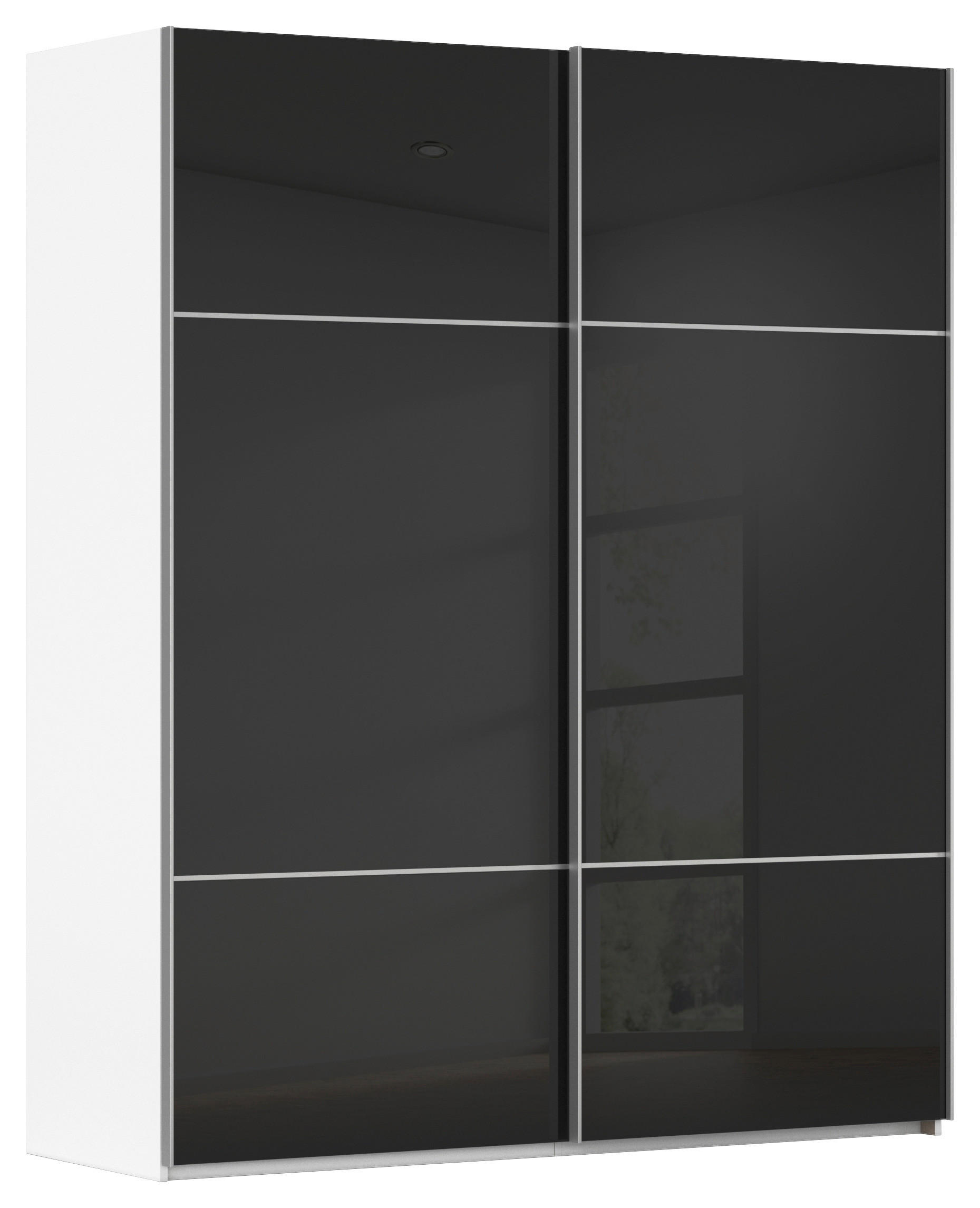 SCHWEBETÜRENSCHRANK Schwarz, Weiss  - Weiss/Alufarben, Konventionell, Glas/Holzwerkstoff (201/223/67cm) - Novel