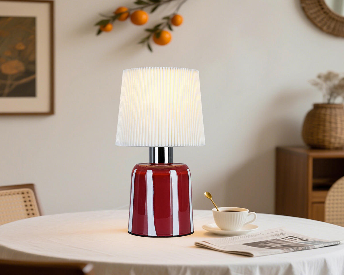 BORDSLAMPA 12/22 cm   - vit/röd, Lifestyle, metall/glas (12/22cm) - Novel