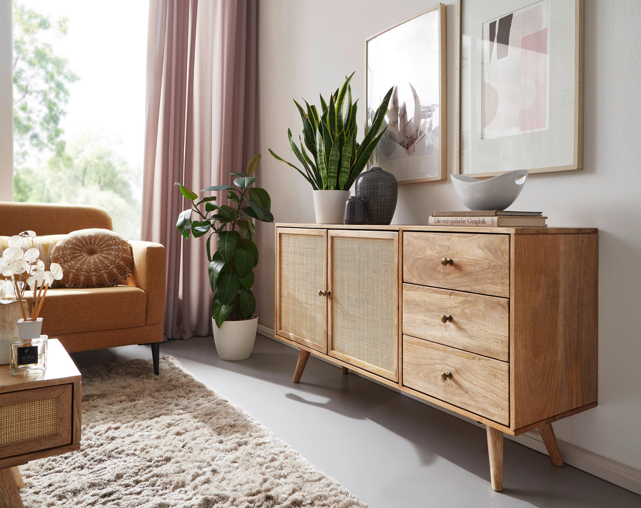 SIDEBOARD 140/75/40 cm  - Goldfarben/Braun, Design, Holz/Metall (140/75/40cm) - MID.YOU
