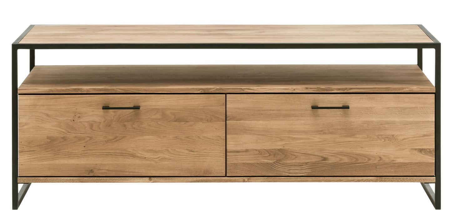 TV-ELEMENT 155/60/52 cm  - Eichefarben/Schwarz, Design, Holz/Metall (155/60/52cm) - Linea Natura
