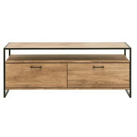 TV-ELEMENT - Eichefarben/Schwarz, Design, Holz/Metall (155/60/52cm) - Linea Natura