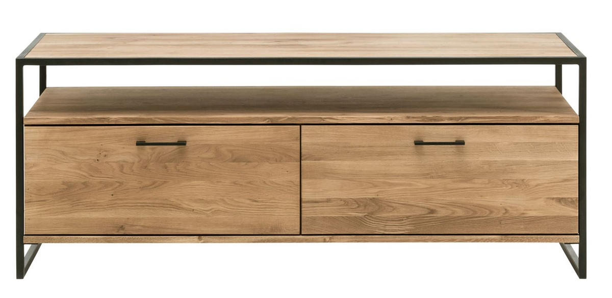 TV-ELEMENT - Eichefarben/Schwarz, Design, Holz/Metall (155/60/52cm) - Linea Natura