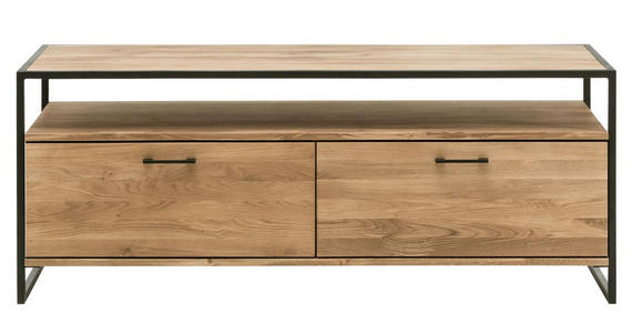 TV-ELEMENT 155/60/52 cm  - Eichefarben/Schwarz, Design, Holz/Metall (155/60/52cm) - Linea Natura