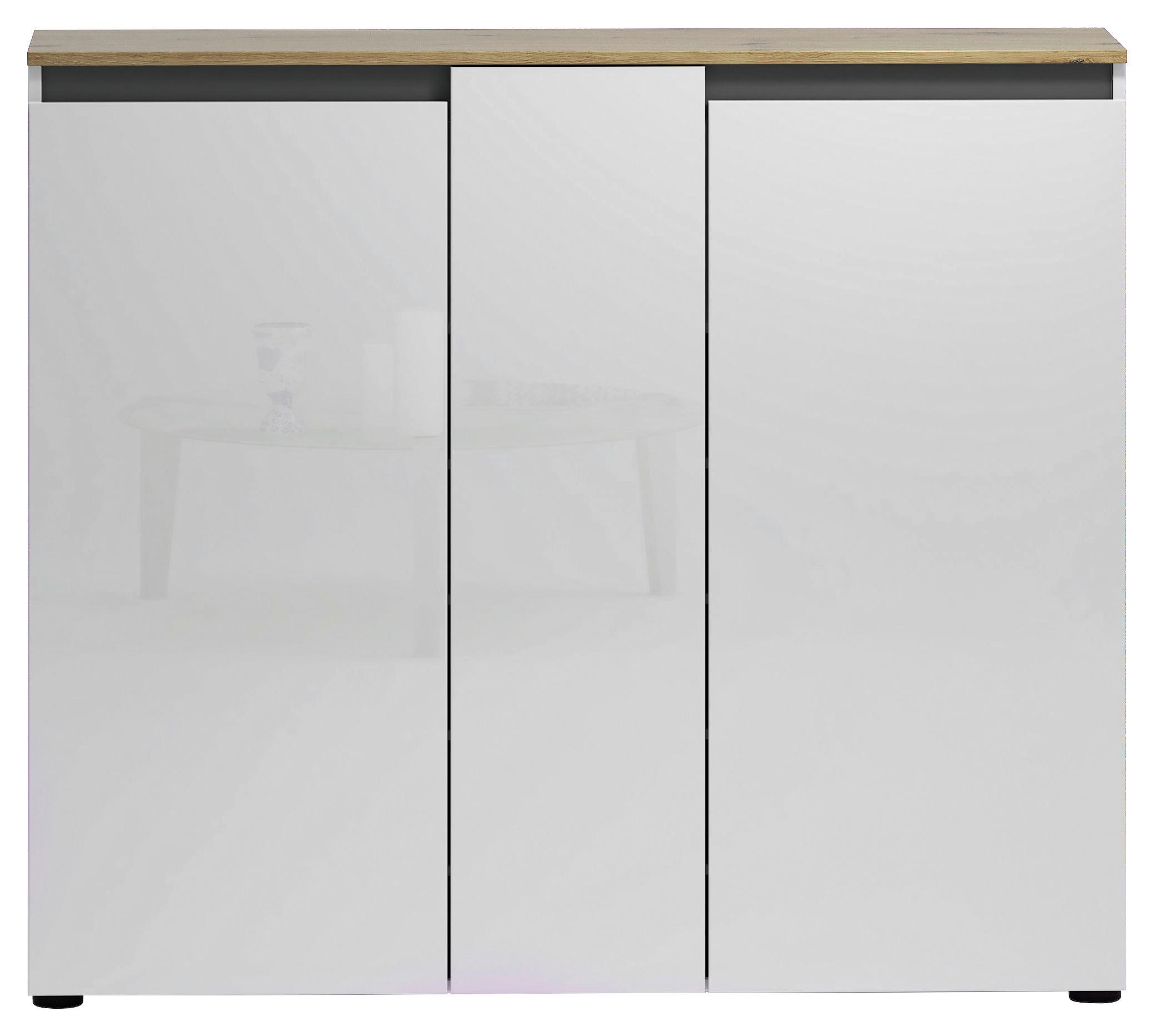 SCHUHSCHRANK Anthrazit, Weiß, Eiche Artisan  - Anthrazit/Schwarz, Design, Holzwerkstoff/Kunststoff (129,7/113,2/35,1cm) - Xora