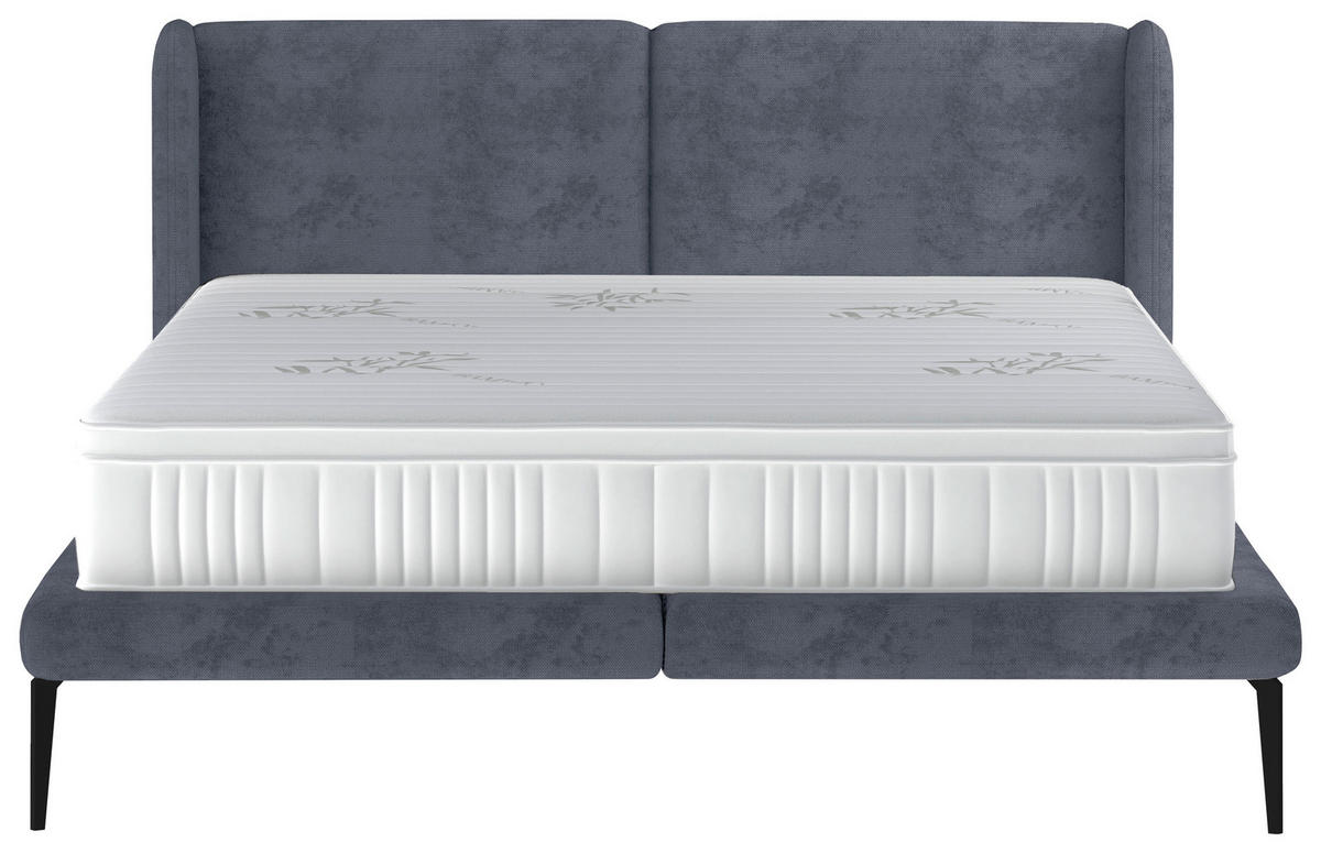 POLSTERBETT 180/200 cm  in Hellgrau  - Hellgrau/Schwarz, Modern, Textil/Metall (180/200cm) - Livetastic