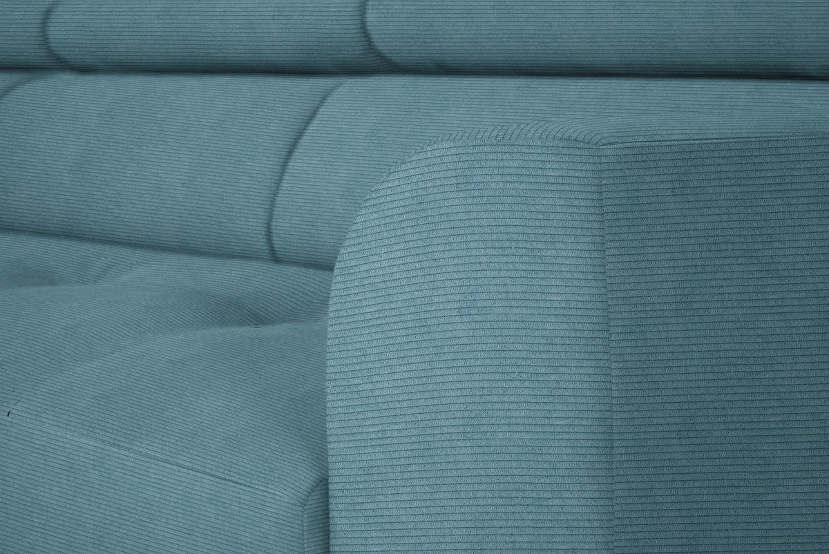 ECKSOFA in Feincord Türkis  - Türkis/Schwarz, Design, Textil/Metall (205/280cm) - MID.YOU
