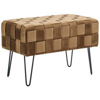 HOCKERBANK 72/49/42 cm Samt Braun  - Schwarz/Braun, Trend, Textil/Metall (72/49/42cm) - Xora