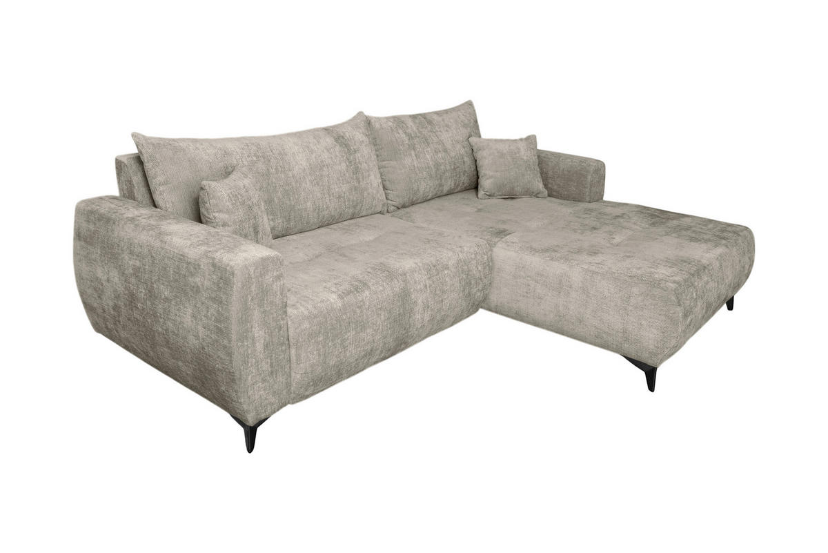 ECKSOFA BELARO Taupe Chenille  - Taupe/Schwarz, Design, Textil/Metall (246/177cm) - P & B