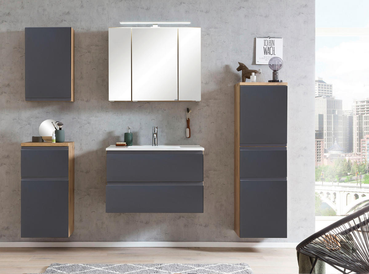 MIDISKÅP  - ek Wotan/grå, Modern, trämaterial (40/130/35cm) - Held