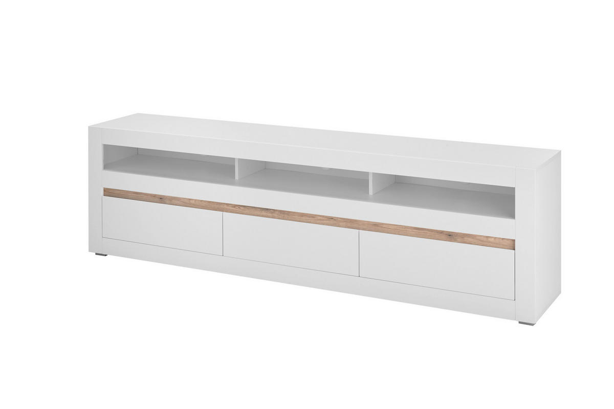 LOWBOARD  217/63/42 cm 3 Schublade(n) Typenauswahl, stehend  - Eichefarben/Weiß, Design, Holzwerkstoff (217/63/42cm) - MID.YOU