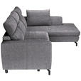 ECKSOFA Dunkelgrau Chenille Zierkissen, Bettkasten, Schlaffunktion, Rücken echt, Kopfteilverstellung, Liegefläche im Originalstoff  - Dunkelgrau/Schwarz, KONVENTIONELL, Textil/Metall (266/185cm) - Carryhome