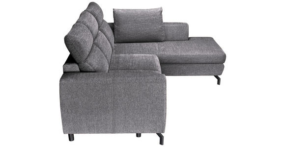 ECKSOFA Dunkelgrau Chenille Zierkissen, Bettkasten, Schlaffunktion, Rücken echt, Kopfteilverstellung, Liegefläche im Originalstoff  - Dunkelgrau/Schwarz, KONVENTIONELL, Textil/Metall (266/185cm) - Carryhome