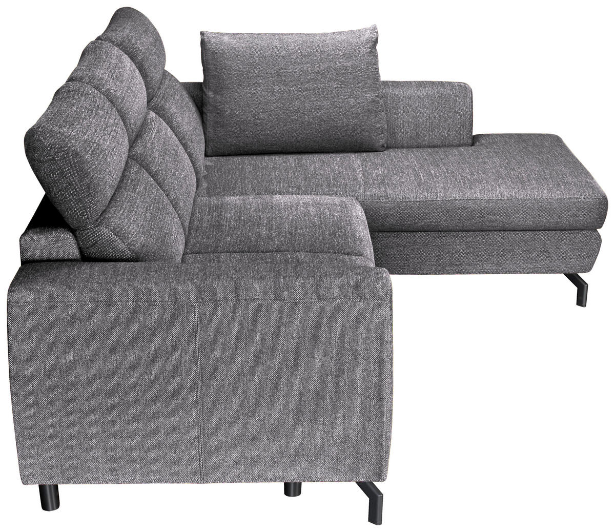 ECKSOFA Dunkelgrau Chenille  - Dunkelgrau/Schwarz, KONVENTIONELL, Textil/Metall (266/185cm) - Carryhome