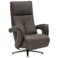 RELAXSESSEL in Leder Graubraun  - Chromfarben/Graubraun, Design, Leder/Metall (77/110/87cm) - Valdera