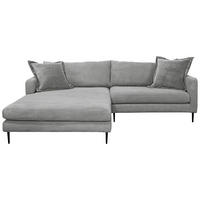 ECKSOFA in Cord Grau  - Schwarz/Grau, Design, Textil/Metall (193/268cm) - P & B