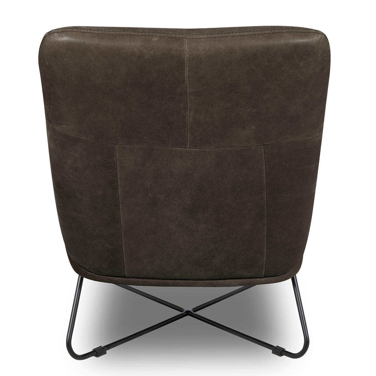 SESSEL in Echtleder Fango  - Fango/Schwarz, Design, Leder/Metall (67/87/74cm) - Livetastic