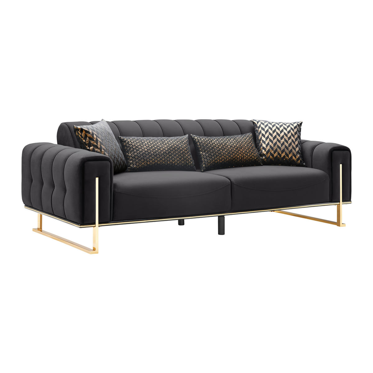 3-sitzer-sofa Aile, textil, negru - auriu/negru, Lifestyle, textil (244/80/90cm) - Based