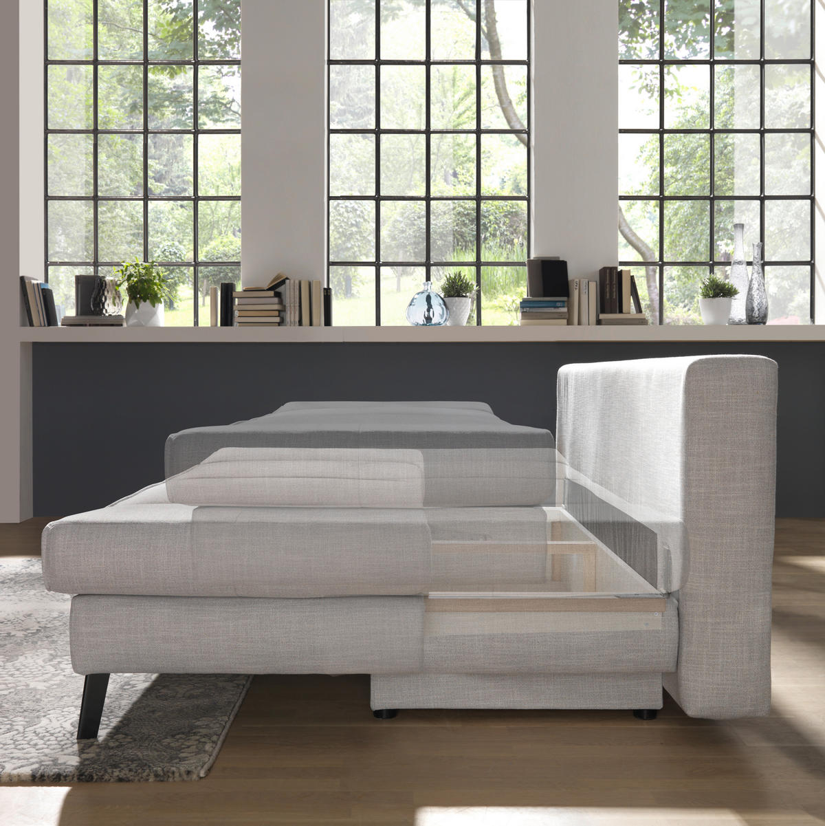 SCHLAFSOFA in Dunkelrot  - Schwarz/Dunkelrot, Design, Textil/Metall (200/85/90cm) - Xora
