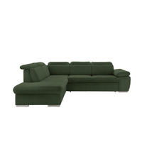 ECKSOFA Dunkelgrün Cord  - Chromfarben/Dunkelgrün, Design, Textil/Metall (228/283cm) - Livetastic