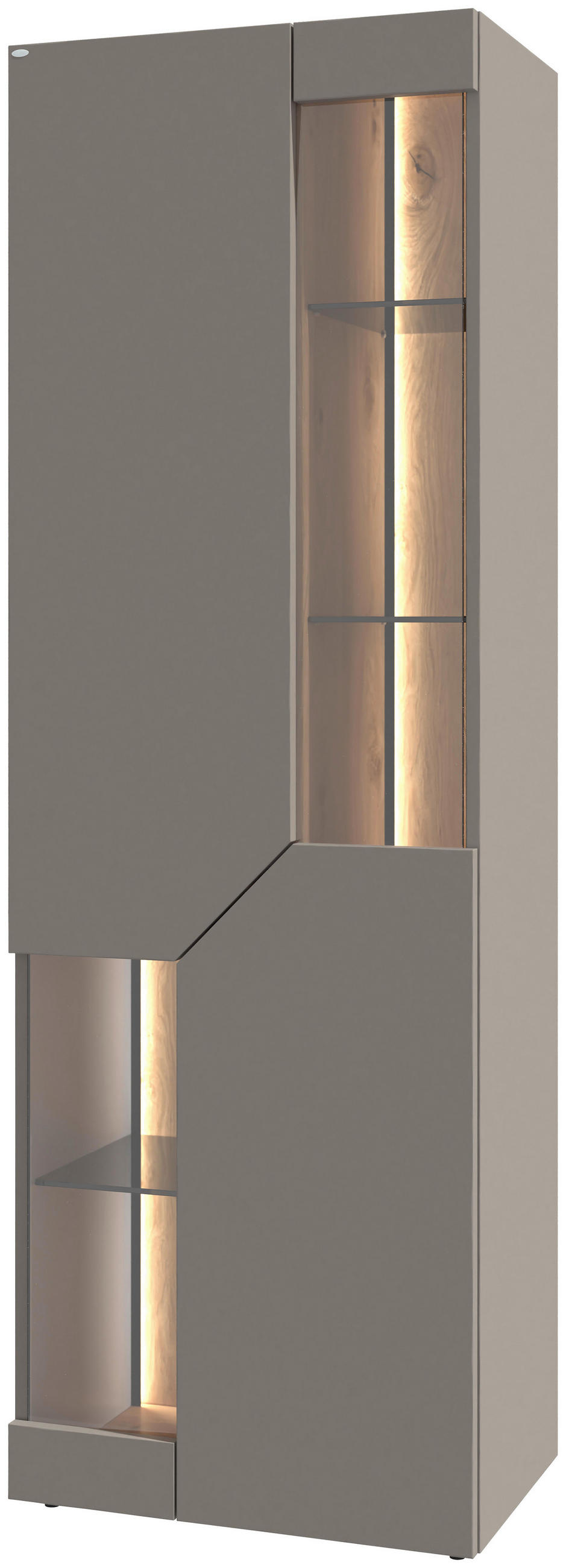 VITRINE Grau, Wildeiche  64/194/43 cm  - Wildeiche/Grau, Design, Glas/Holz (64/194/43cm) - Voglauer