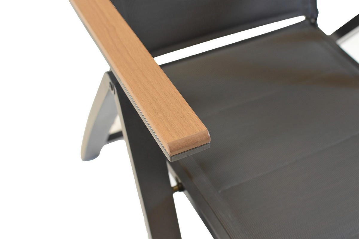 GARTENTISCHGRUPPE beschichtet Aluminium  - Graphitfarben/Grau, KONVENTIONELL, Kunststoff/Textil - Gardenson