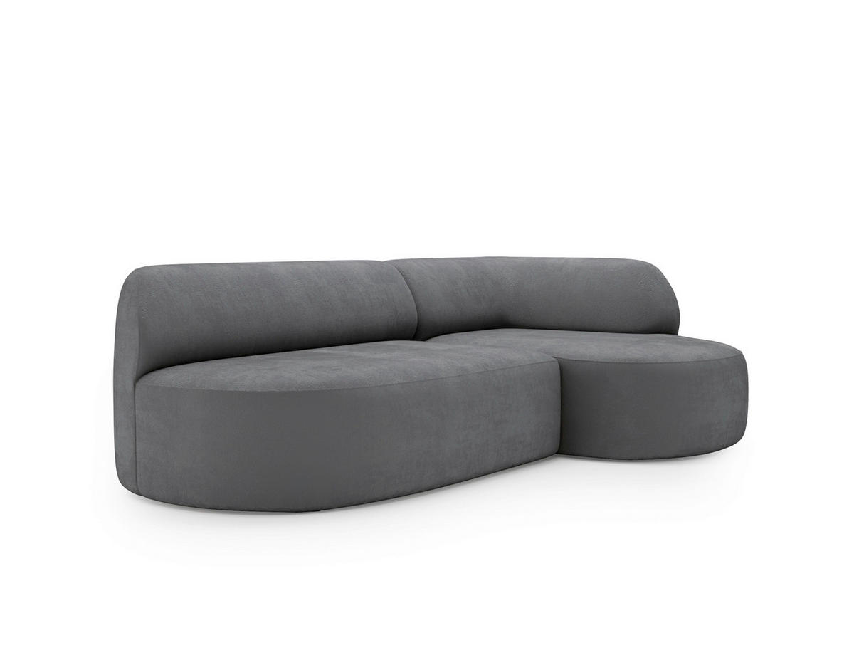 ECKSOFA Chenille Dunkelgrau  - Dunkelgrau/Schwarz, Design, Kunststoff/Textil (218/156cm) - Livetastic