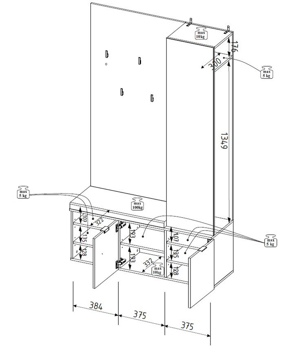 GARDEROBE  in 120/201/38 cm  - Taupe/Kaschmir, Design, Holzwerkstoff (120/201/38cm) - Livetastic