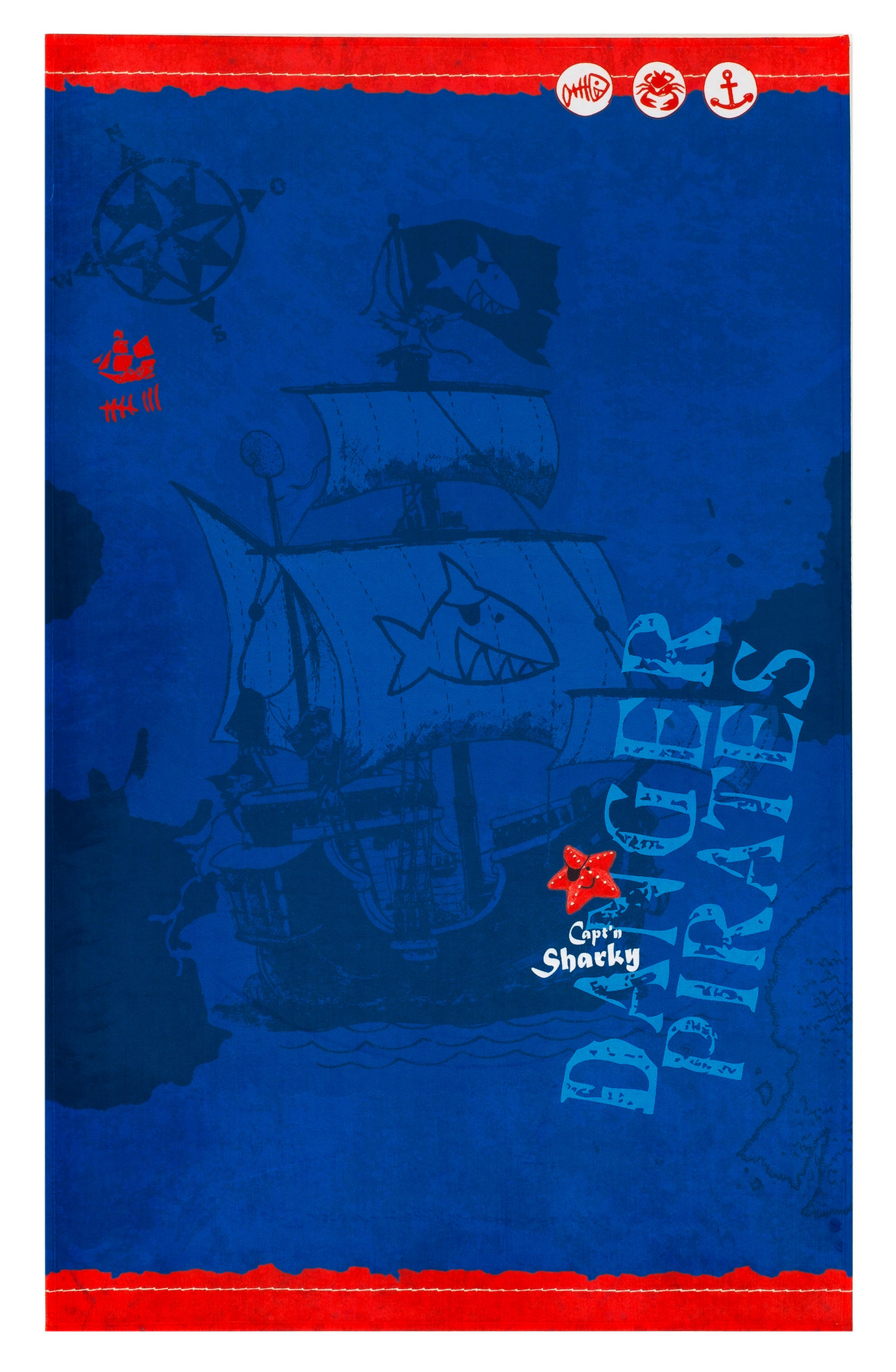 Kinderteppich Pirat Blau/rot 100x160 Cm