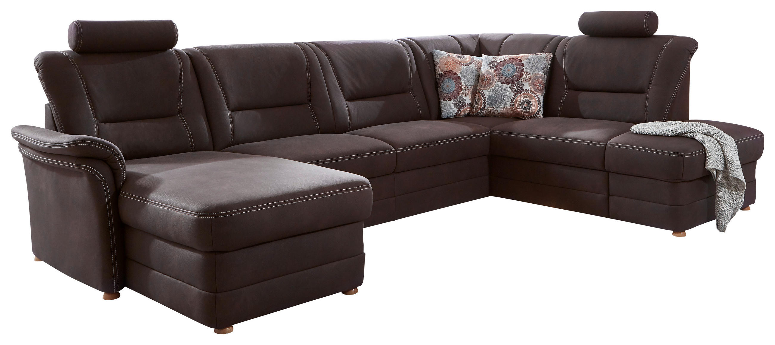 SEDEŽNA GARNITURA, mikrovlakna rjava  - bež/rjava, Konvencionalno, kovina/tekstil (162/327/218cm) - Beldomo Comfort