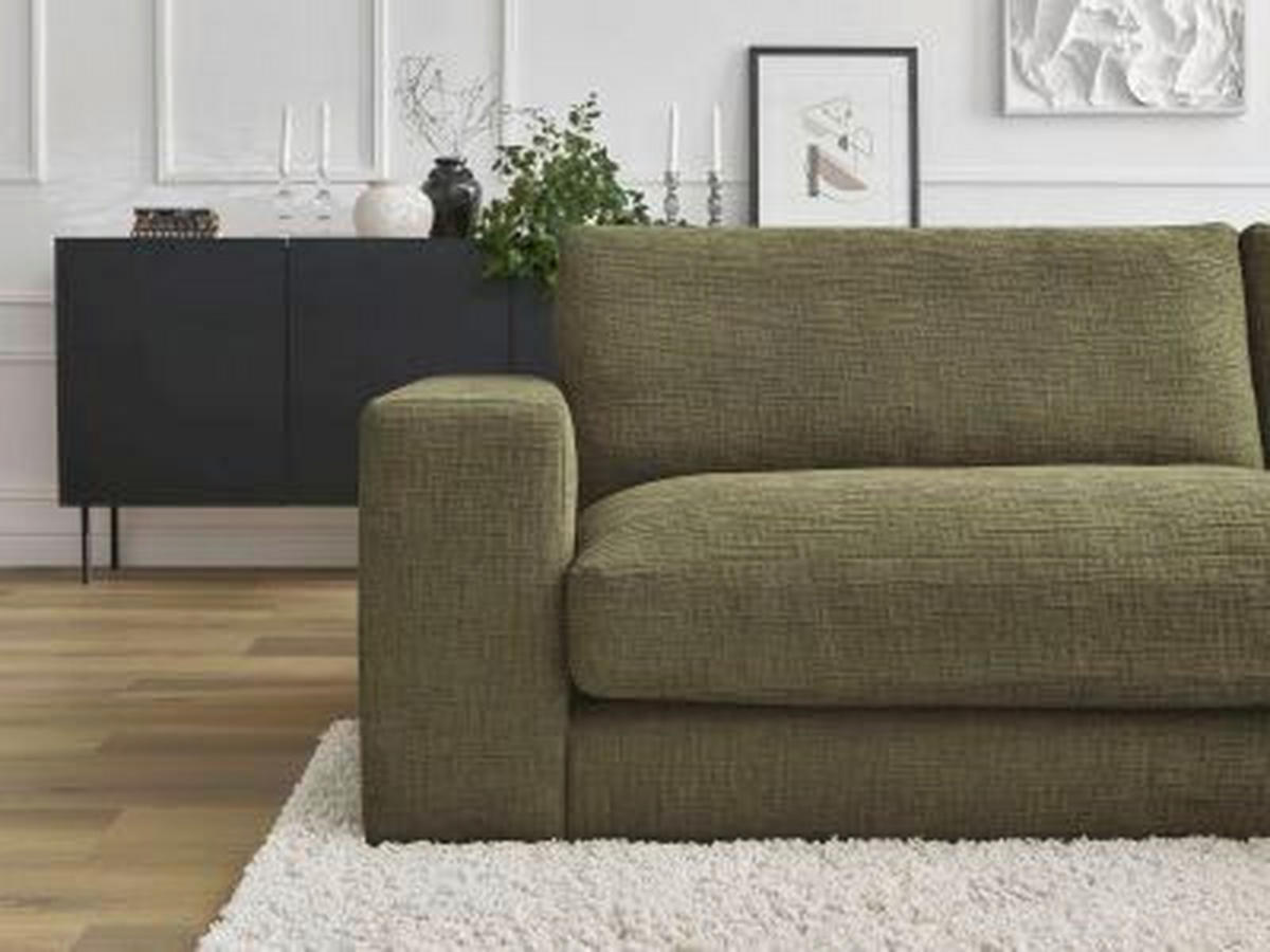 3-SITZER-SOFA LEONARD Struktur Grün  - Schwarz/Grün, MODERN, Kunststoff/Textil (234/109/77cm)