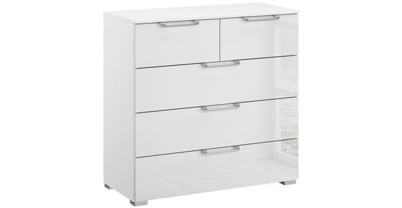 KOMMODE , 80/81/42 cm, 5 Schublade(n)  - Klar/Silberfarben, Design, Glas/Holzwerkstoff (80/81/42cm) - Novel